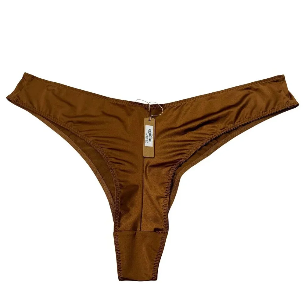 SKIMS Stretch Satin Cheeky Tanga Bronze 4X‎